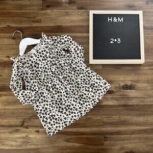 H&M Leopard Animal Print Long Sleeve Knit Cotton Dress Tan Black Brown 2/3